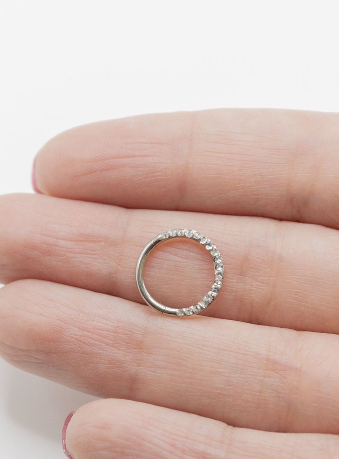 Piercing hoop zirconias silver 10mm / Acero Inoxidable