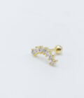 Piericng curvo helix 7 cristales dorado / Acero Inoxidable
