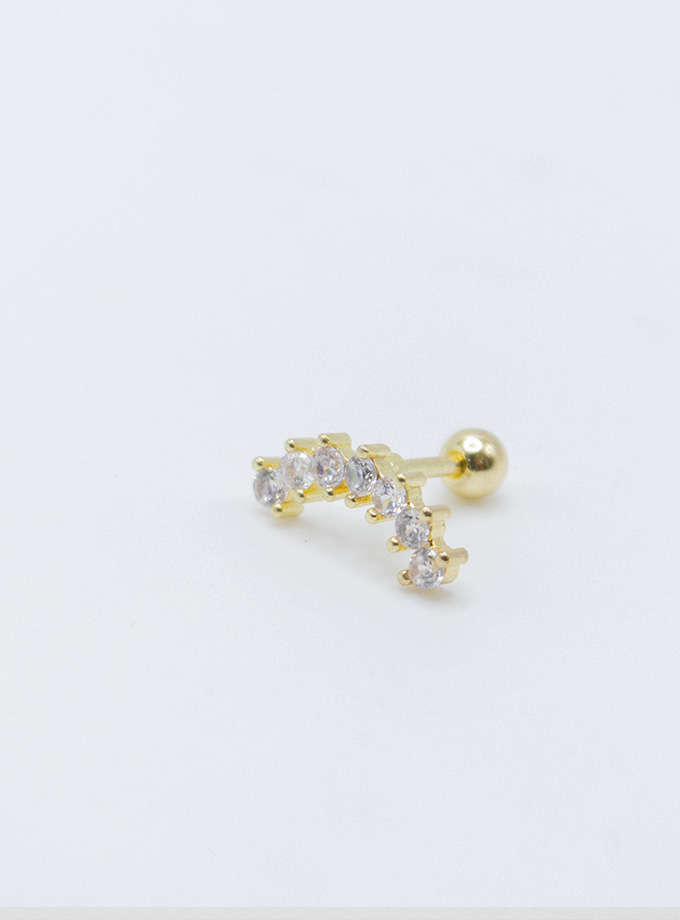 Piericng curvo helix 7 cristales dorado / Acero Inoxidable