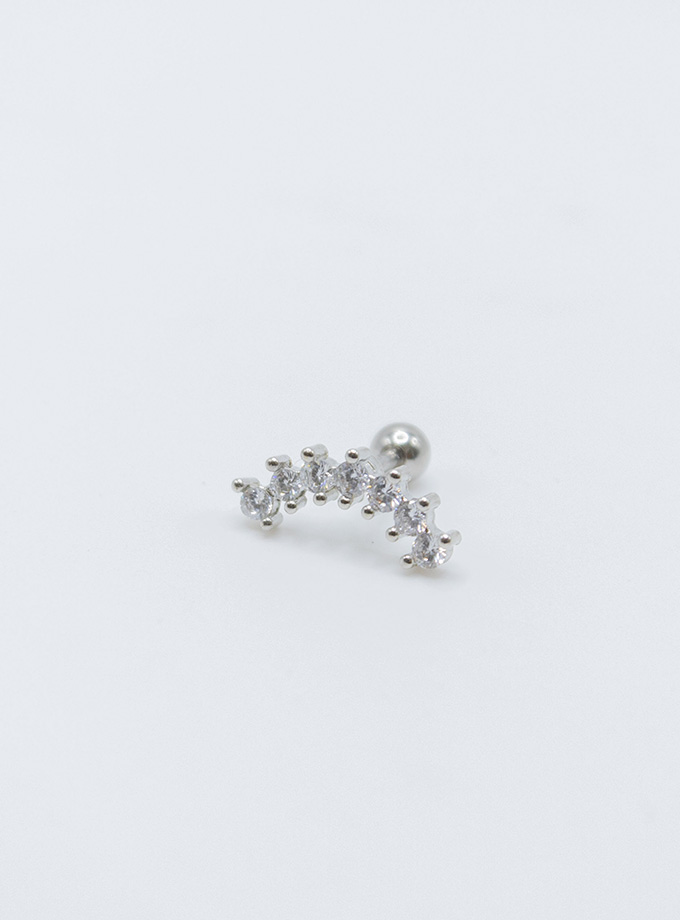 Piercing curvo helix 7 cristales silver / Acero Inoxidable