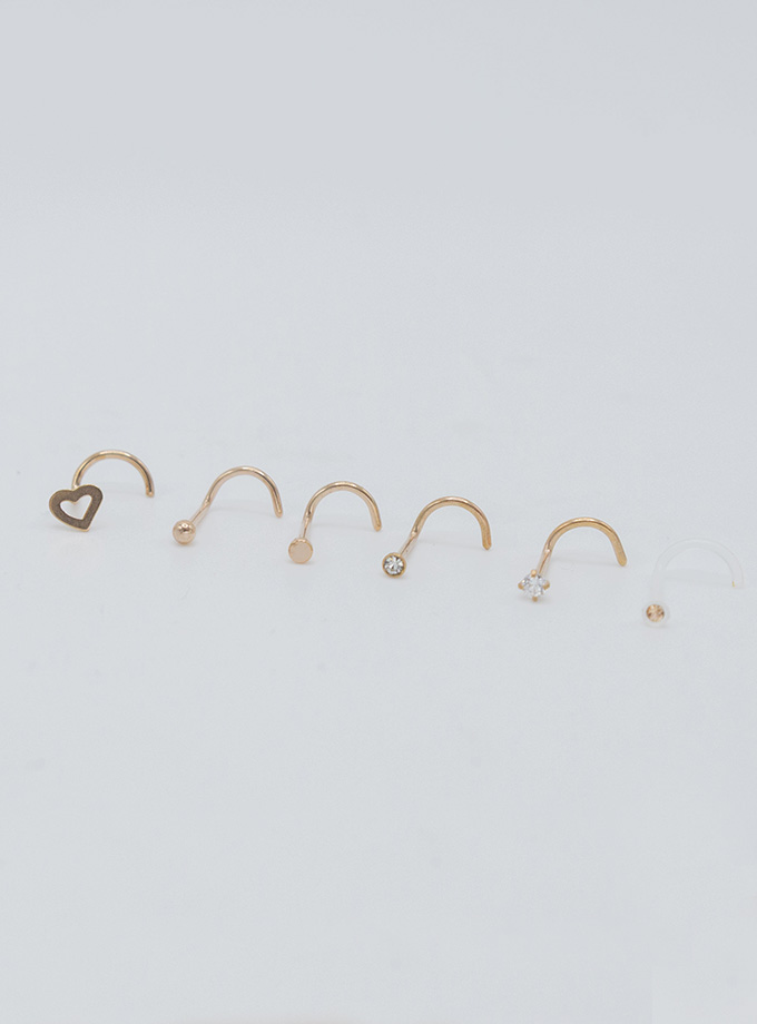 Piercing set nostril rose gold amore