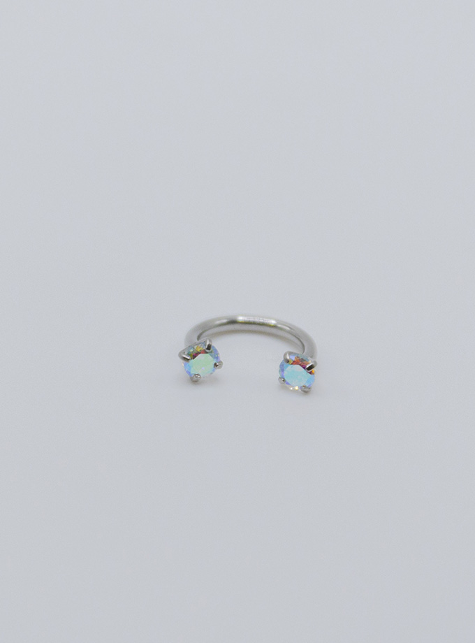 Septum ring doble zirconia tornasol / Acero Inoxidable